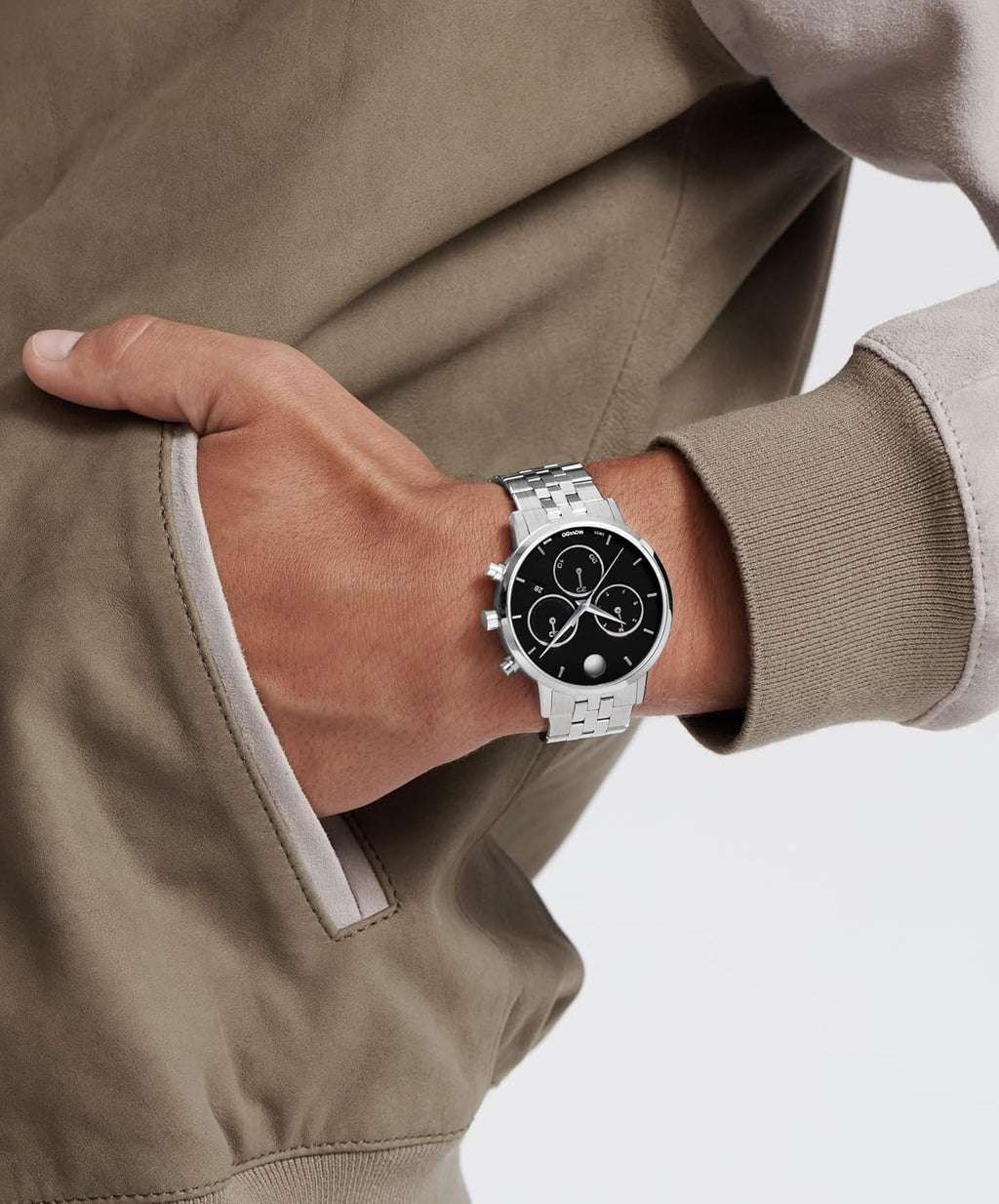 Movado Museum Classic Chrono Reloj suizo de acero inoxidable para hombre, 1.654 in