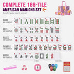 American Mahjong - Juego completo de 166 azulejos rosados con 4
