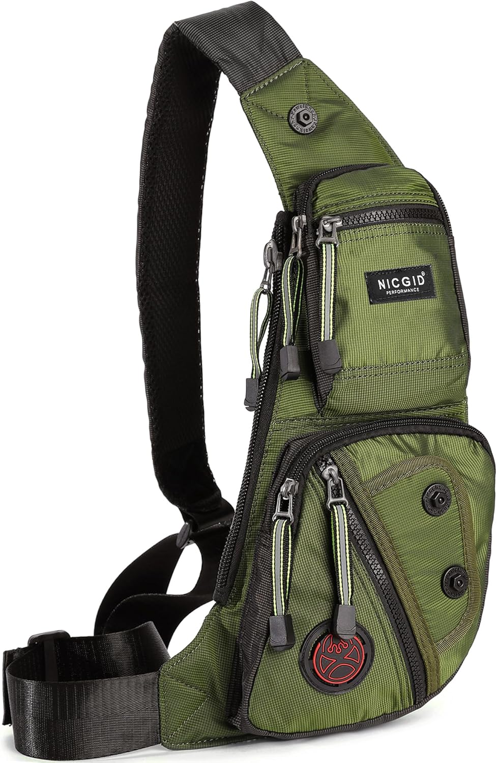 NICGID Bolso bandolera en el pecho, mochila de hombro, bolsa cruzada, mochila casual para hombres y mujeres, Verde militar, Viajes