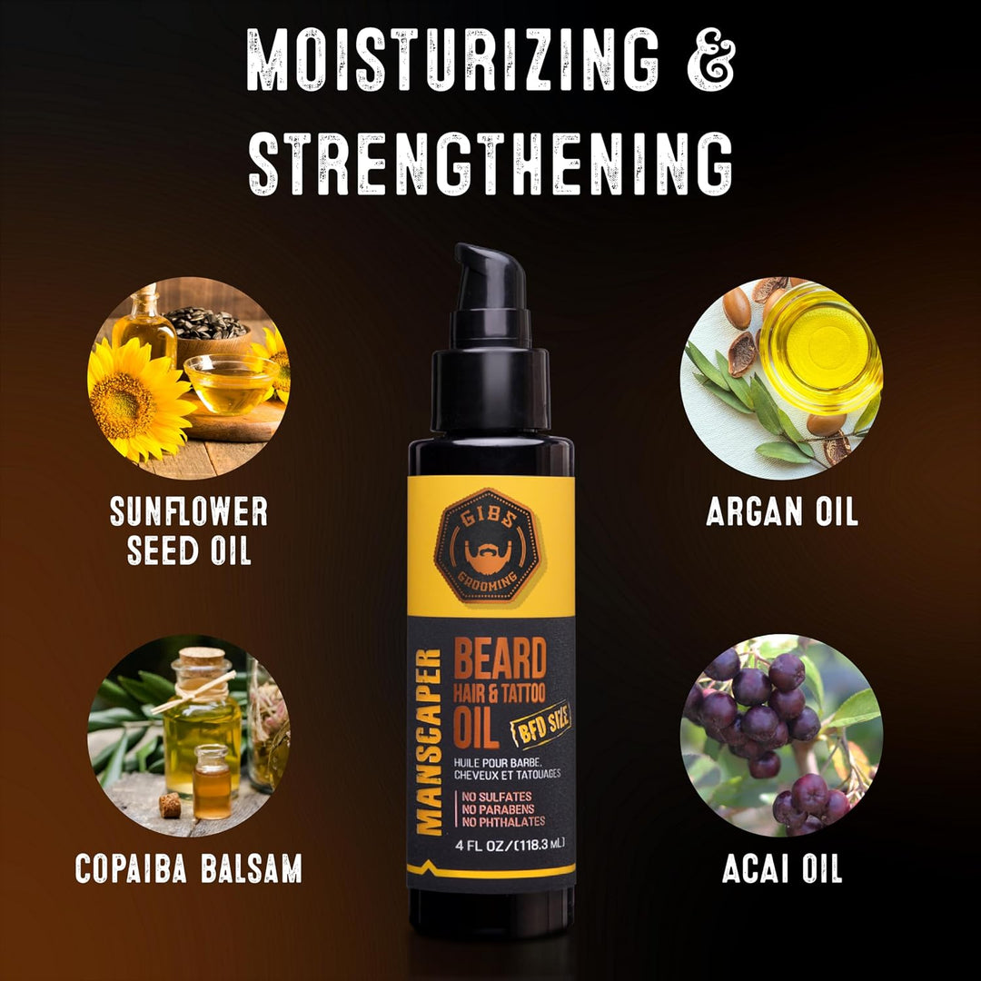 GIBS Grooming Aceite característico para barba, cabello y tatuaje,...