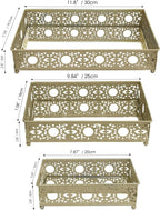 Bandeja de espejo dorado de 3 piezas, bandeja organizadora de perfume de metal decorativo