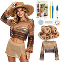 Aeelike Kit de ganchillo para adultos,Top de ganchillo de playa para mujer
