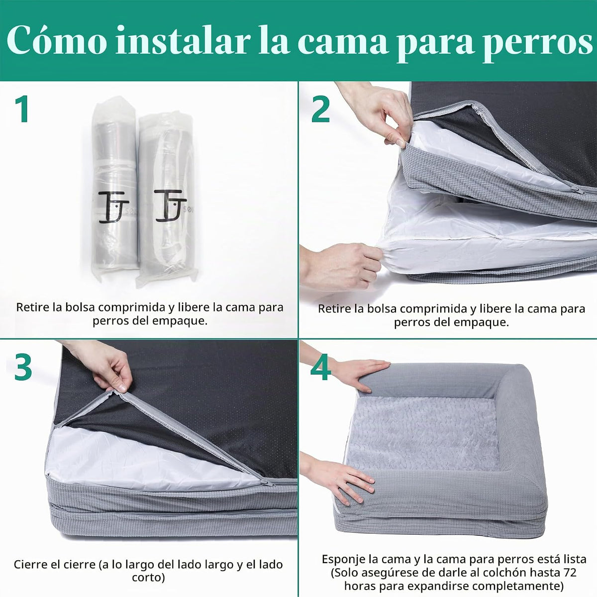 Camas ortopédicas para perros grandes, tapete de espuma para mascotas forrado impermeable con funda extraíble y lavable y parte inferior antideslizante, sofá cama para perros