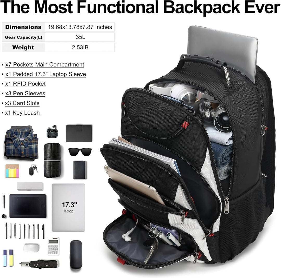 Mochila para laptop Boavan para hombre (Negro, 15.6 pulgadas), Negr...
