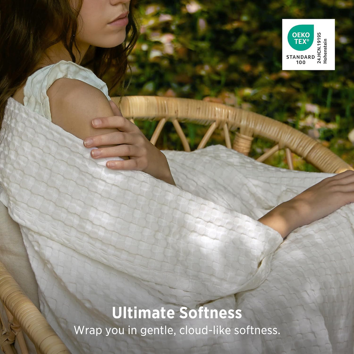 Bedsure - Manta refrescante de algodón con punto gofre para personas que