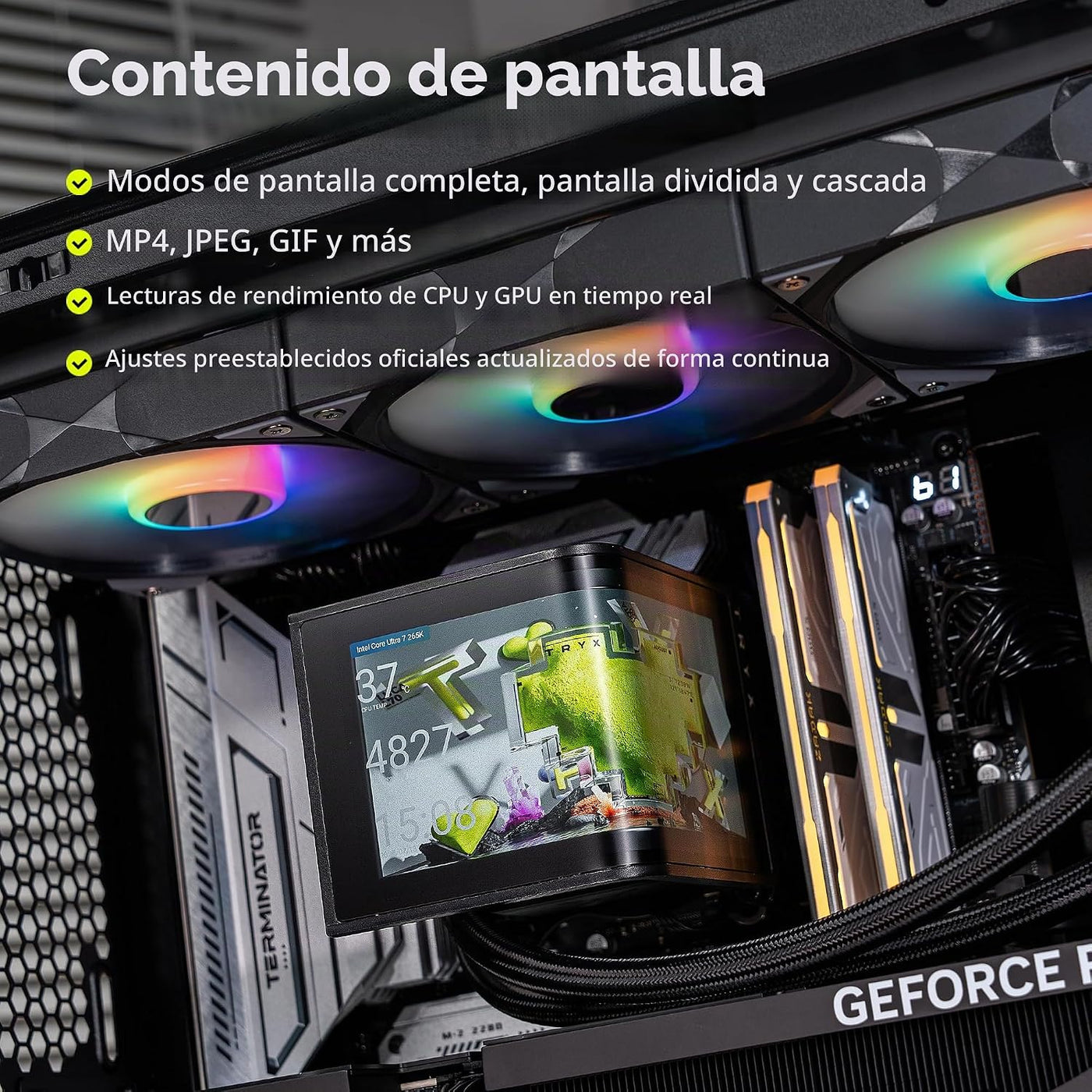 TRYX Panorama SE 360 ARGB 360mm AIO Giratoria Pantalla AMOLED Curva...