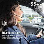 JLab Work Buds auriculares in-ear verdaderamente inalámbricos con micrófono boom con cancelación de ruido desmontable, negro, más de 55 horas totales de reproducción, Bluetooth multipunto, soporte de