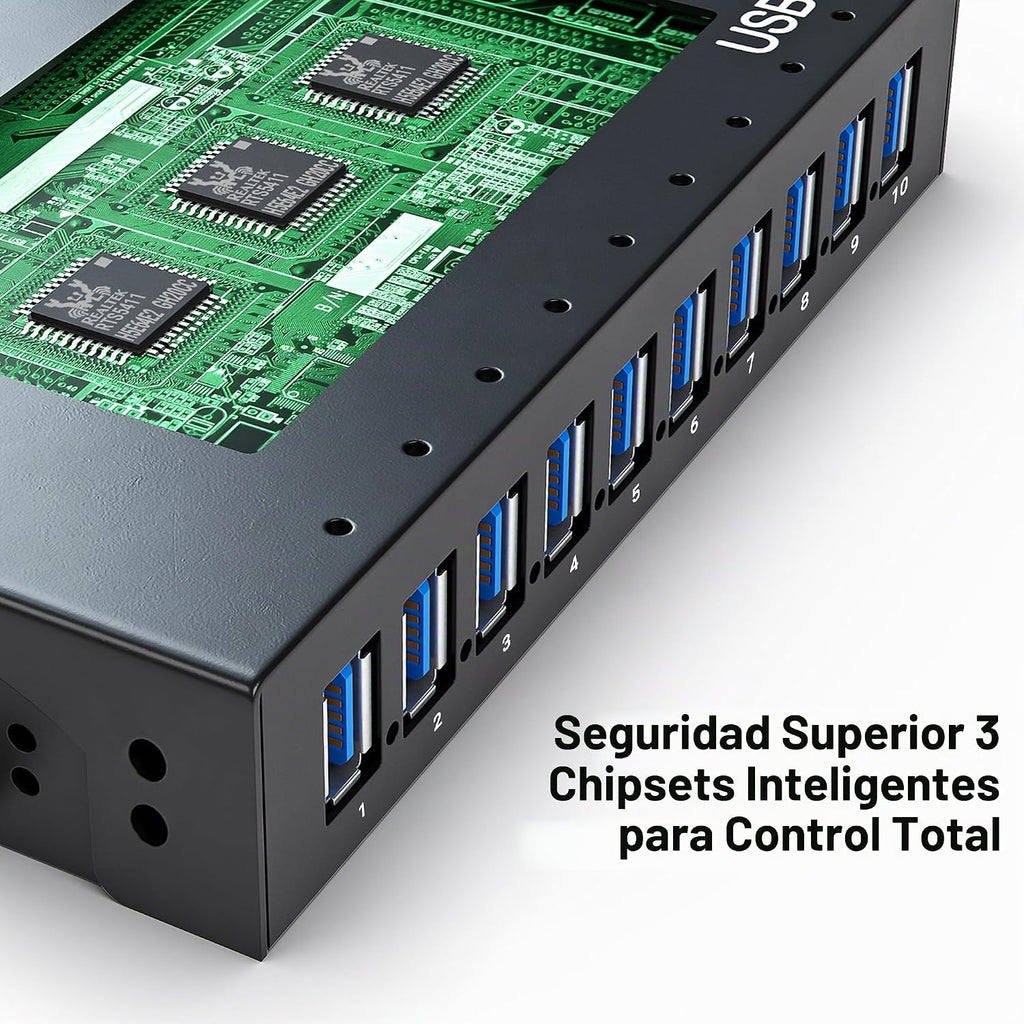 I-Tikol, hub USB 3.0 de 10 puertos, alimentado, adaptador 12V/5A