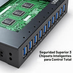 I-Tikol, hub USB 3.0 de 10 puertos, alimentado, adaptador 12V/5A
