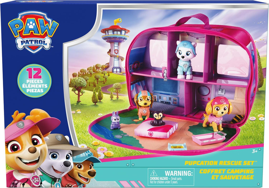 Paw Patrol Skye's World Pupcation Rescue Set con figuras de juguete Skye, Everest y Liberty Bobble Head y RV Camper, juguetes para niños y niñas a partir de 3 años