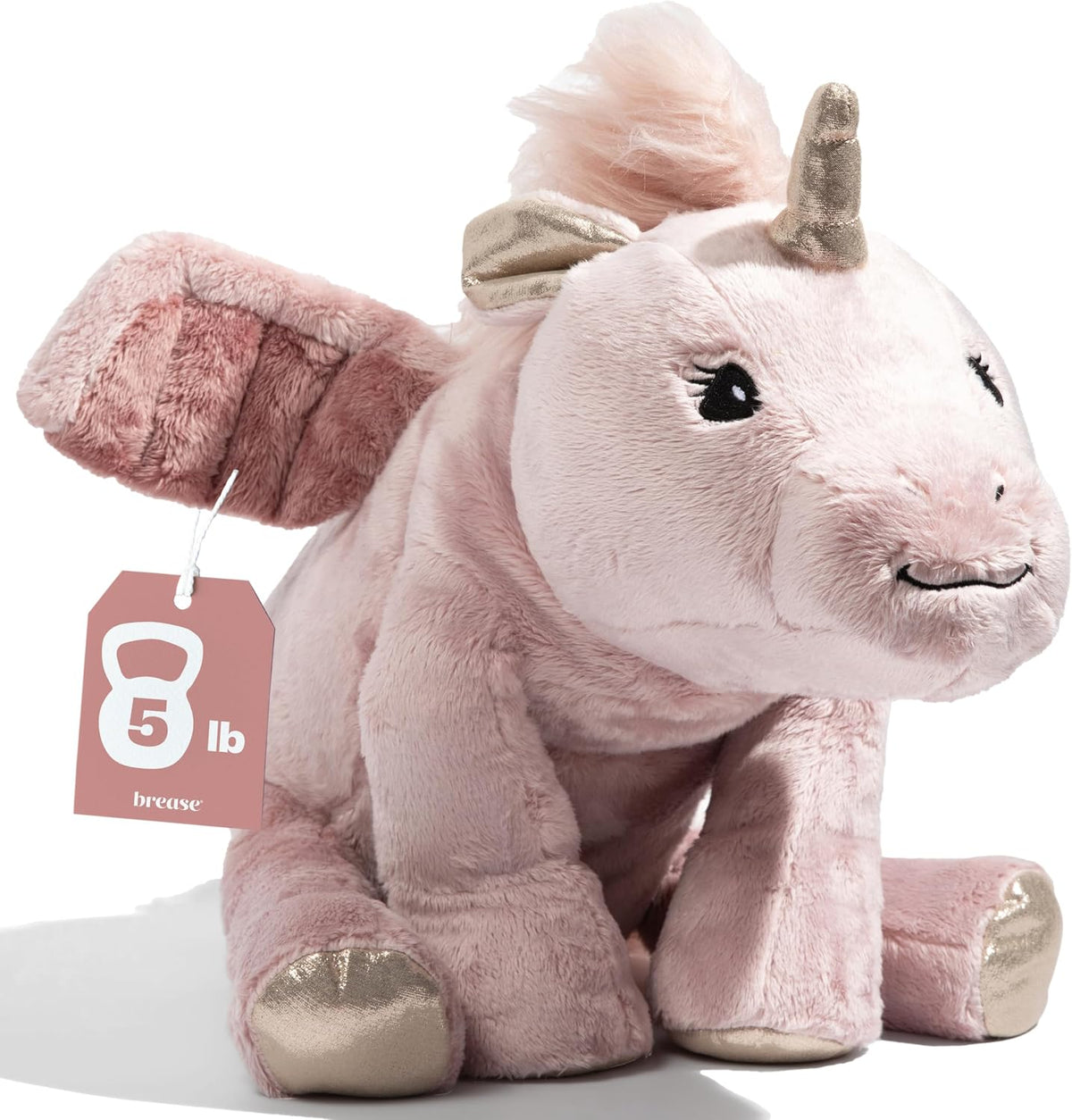 Brease - Animal de peluche de unicornio rosa sin aroma de 5 libras, grande; lindo juguete de felpa de unicornio para abrazos suaves, momentos de paz, compañero acogedor para niños y adultos; peluche