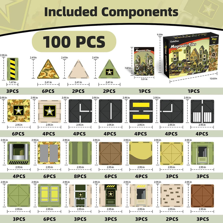 GobiDex 100 Piezas Ladrillos Magnéticos del Ejército para Niños Peq...