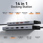 Estación de acoplamiento para laptop 3 monitores USB-C Docking Station Adaptador para doble monitor
