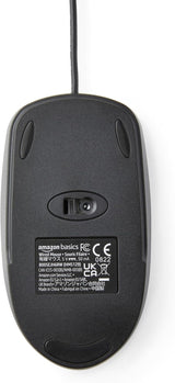 Amazon Basics Ratón de computadora USB con cable de 3 botones, colo...
