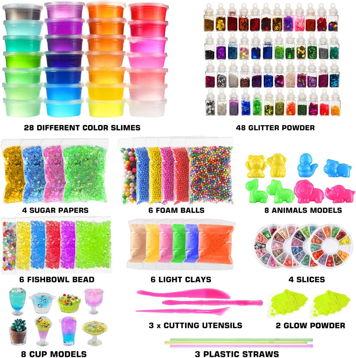 Kit para hacer slime DIY de 126 piezas para niñas y niños, Suministros definitivos para niños