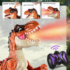 Juguetes de dinosaurio a control remoto para niños de 3-5, 5, 7, 8-12, juguete robot de dinosaurio T-Rex para caminar a control remoto con spray de niebla de agua, luces y sonidos, paquete de 2 baterías recargables, 3, 4, 5, 6, 7, 8 años, regalo de