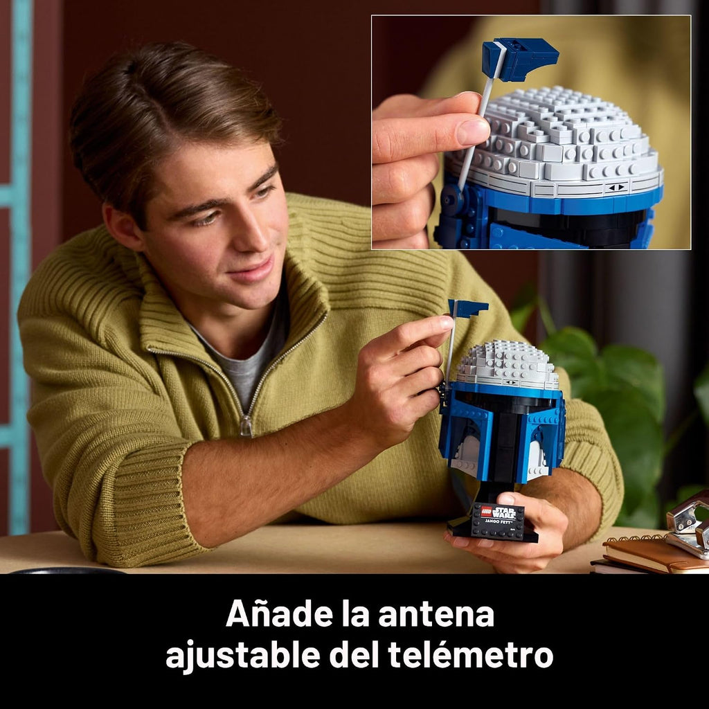 LEGO Star Wars Jango Fett Casco – Kit de modelo de bricolaje para adultos mayores de 18 años – Juego de construcción coleccionable – Idea de decoración de habitación para fanáticos del ataque de los clones – Regalo para cumpleaños – 75408