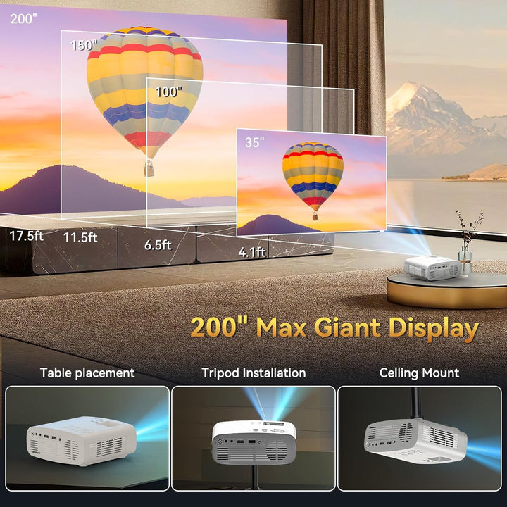 Proyector con WiFi y Bluetooth, pericat 4K compatible con proyector...