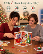 Rolife Super Creador de Navidad, casa en miniatura de plástico, juego de construcción con chimenea y árbol de Navidad, manualidades, pasatiempos, bloques de construcción