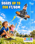 Lanzacohetes para niños, vuela hasta 200 pies, juguete de espuma EPP mejorada para exteriores con paracaídas de lanzamiento automático, luces LED, regalo para niños y niñas a partir de 6 años