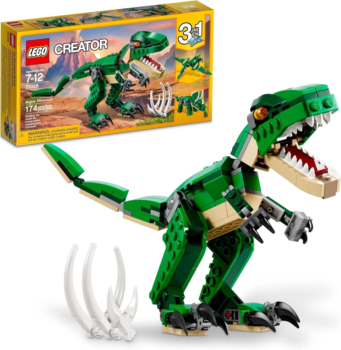 LEGO Creator 3 en 1 Mighty Dinosaur Toy se transforma de