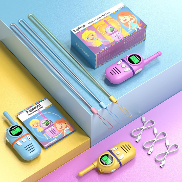 Inspireyes Walkie Talkies para niños recargables, juguetes para niñ...