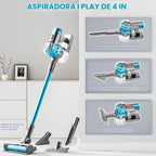 4-en-1 Kids Toy Vacuum Cleaner para Pretend Play (Cyan)