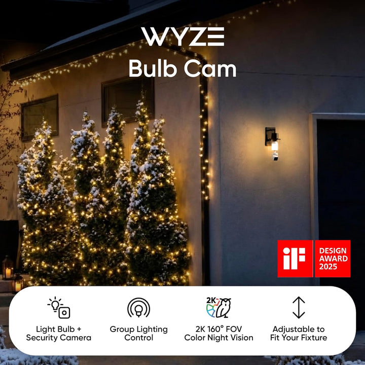 WYZE Cámara de Seguridad Bulb Cam, Cámara de Bombilla para Exterior...