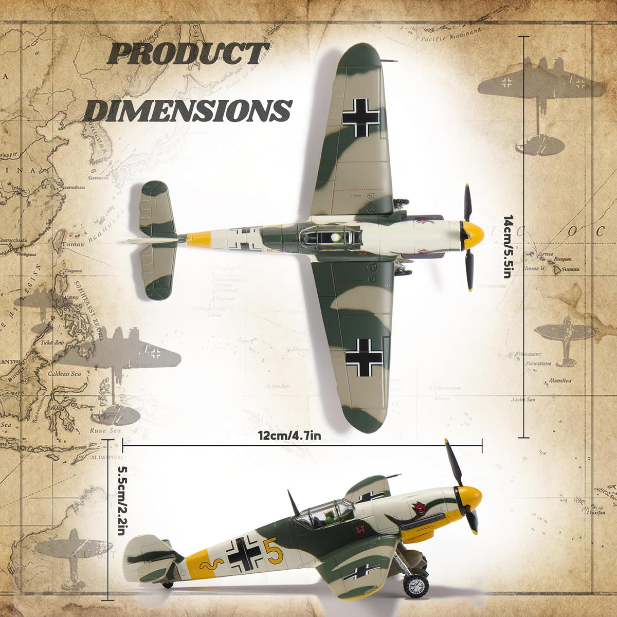 BF-109F-4 Friedrich - Aviones fundidos a presión, escala 1/72, modelo de avión de caza alemán de la Segunda Guerra Mundial para coleccionista, entusiasta de la aviación, coleccionable premium