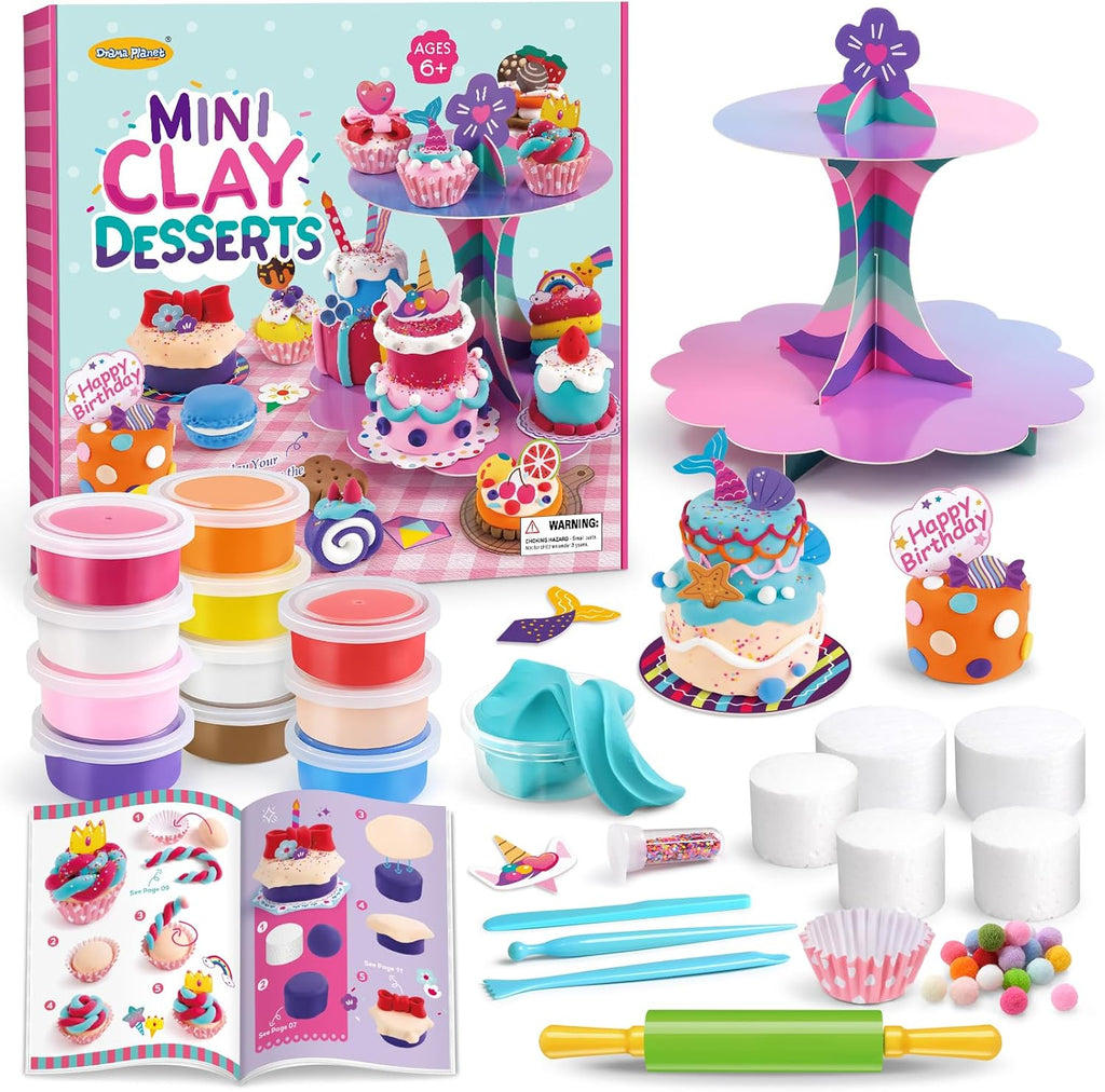 Drama Planet Mini kit de arcilla de postre para niños, haz y exhibe