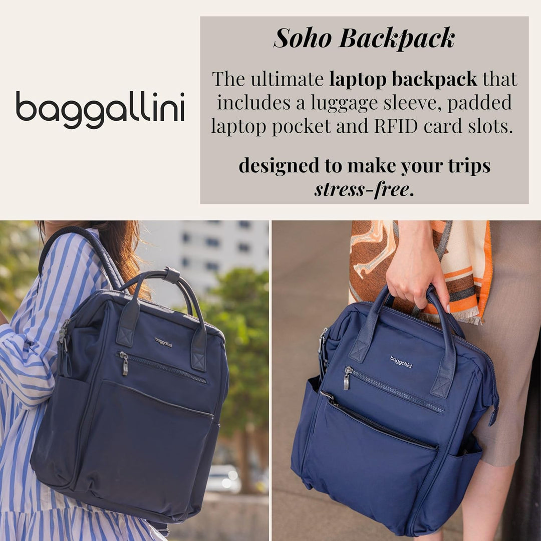 Baggallini Mochila Soho para mujer, Negro, talla única