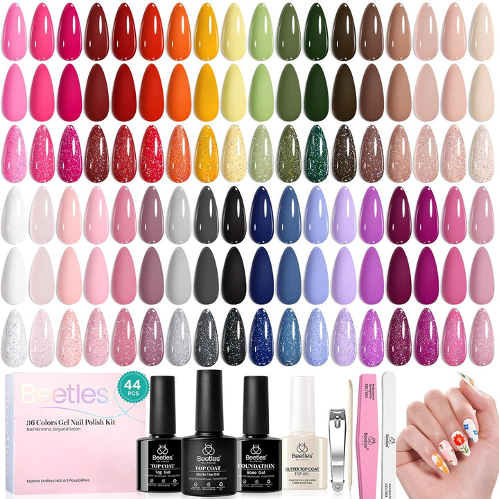 Beetles - Kit de esmalte de uñas de gel de 44 piezas, juego de 36 c...