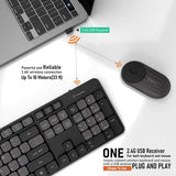 Whalices 52 Combo de teclado y mouse inalámbricos, teclas planas gr...