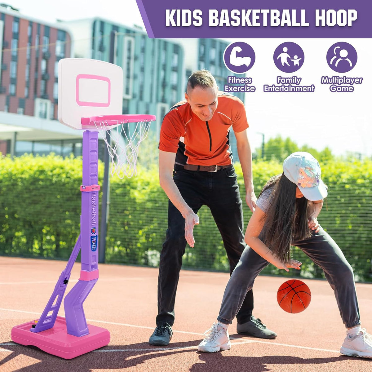 Conjunto de Aro de Baloncesto Rosa para Niños Interior, Mini Pelota de Baloncesto para Niñas