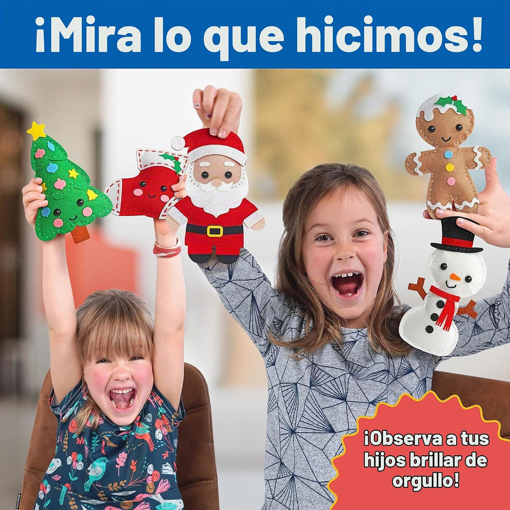 Craftorama Kit de costura para niños, divertido y educativo juego de manualidades de Navidad para niños y niñas de 7 a 12 años, cose tu propio conjunto de manualidades de fieltro navideño para