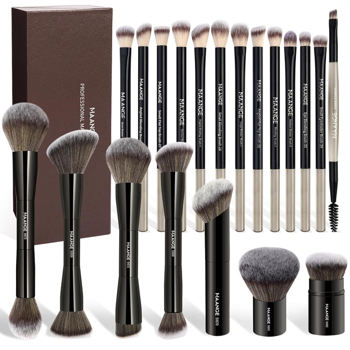 MAANGE 20 brochas de maquillaje con caja de regalo, brochas de maqu...