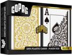 Copag 1546 Design - Juego de cartas 100% de plástico, tamaño de póquer (estándar) negro/dorado (índice jumbo, 1 juego)