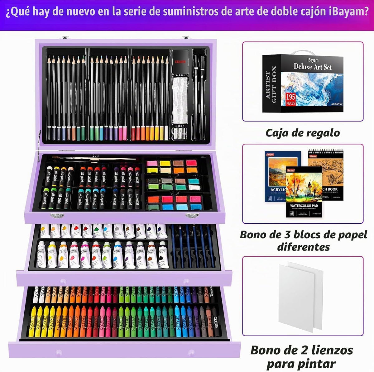 iBayam Art Supplies,195 Pack Deluxe Art Set Drawing Painting Supplies Kits