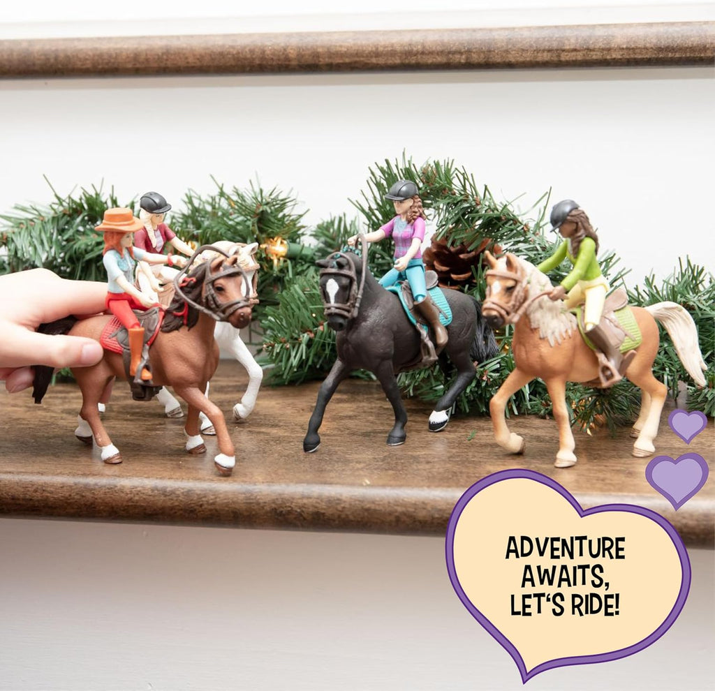 Schleich Horse Club - Juego completo de figuras de juguete de 40 piezas del Horse Club Rider - Figuras articuladas de jinete de Hannah, Sofia, Lisa y Sarah con caballos y accesorios de equitación