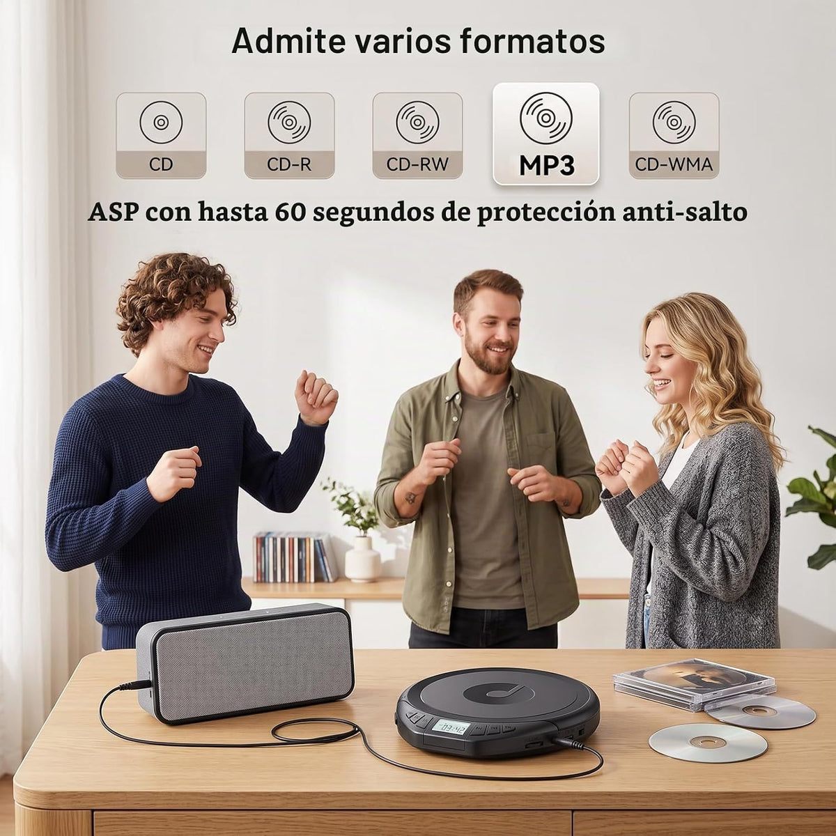 Gueray Reproductor de CD portátil con auriculares reproductor de CD para