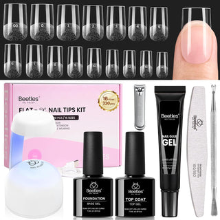 Kit de uñas de gel Beetles Flat-X, puntas cuadradas cortas, 320 pie...