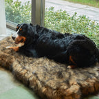 Laifug - Cama para perro de piel sintética de lujo, espuma viscoelástica de