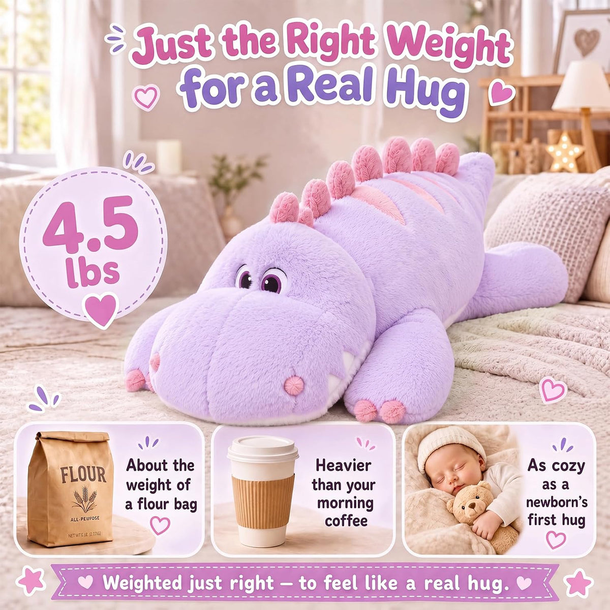 Dinosaurio de peluche para microondas, 20 pulgadas