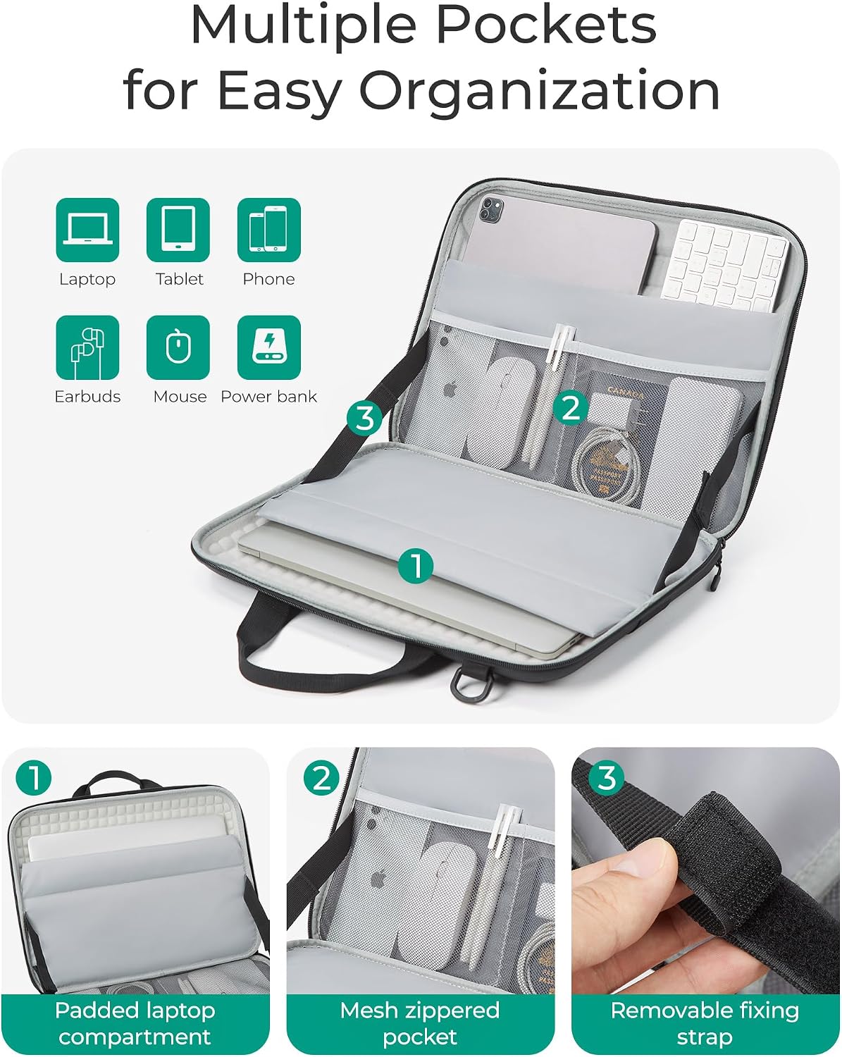 BAGSMART Funda para portátil a prueba de golpes con asa