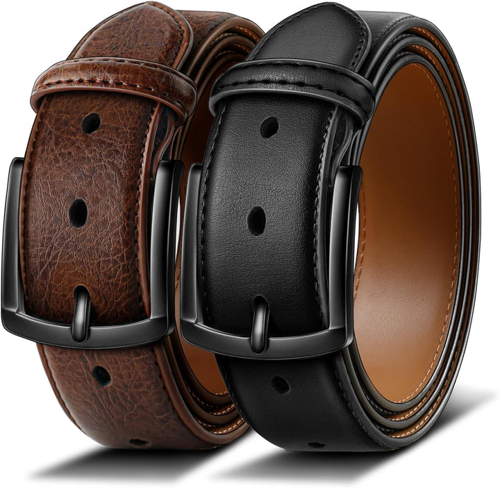 BULLIANT Cinturón para hombre, 2 unidades, cinturón de cuero, 7 agu...