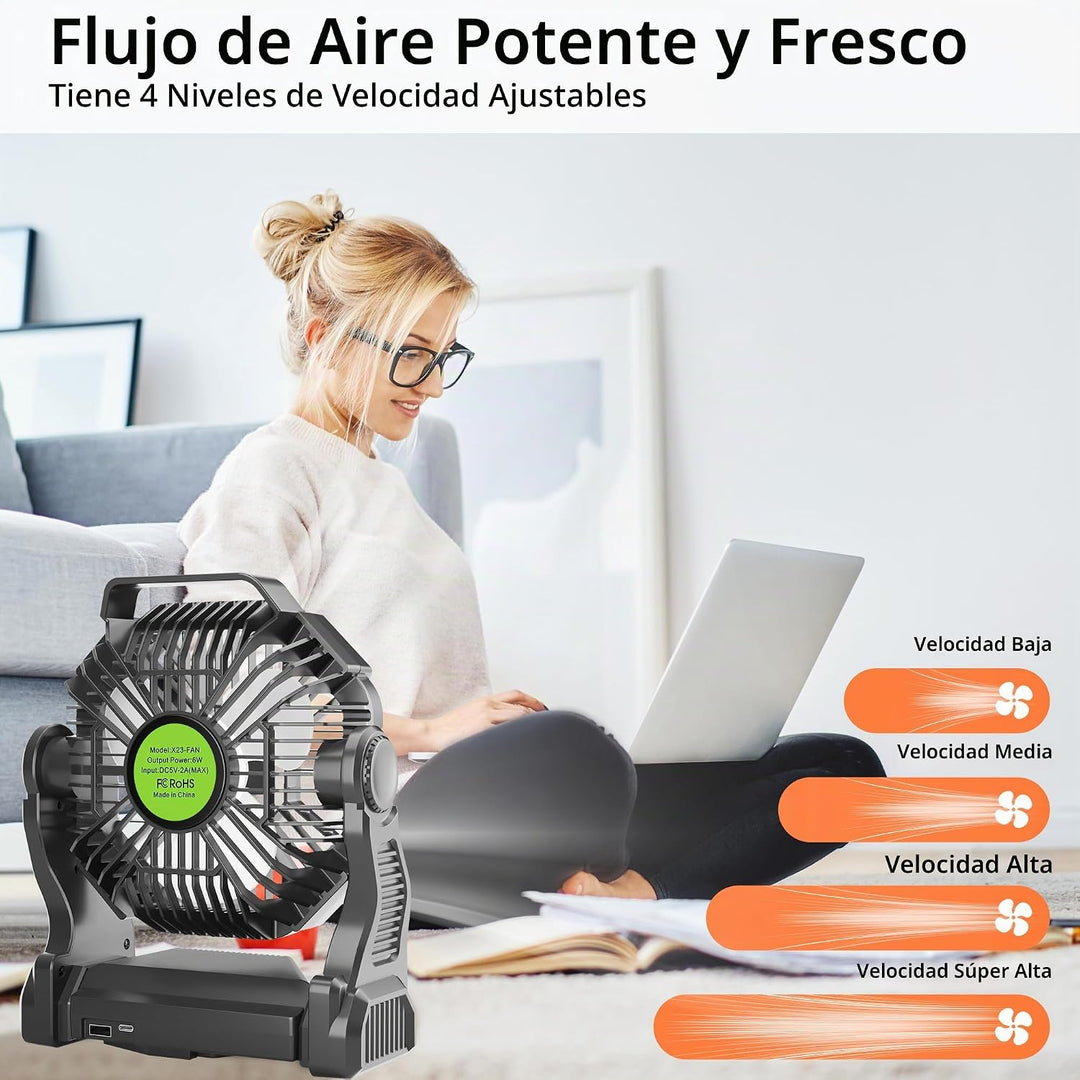 TDLOL Ventilador de Camping Portátil Recargable para Tienda de Camp...