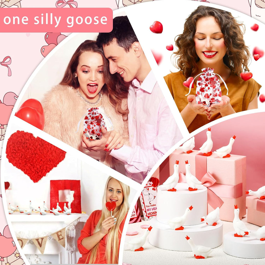 Amyhill Juego de 24 mini figuras de ganso de resina de San