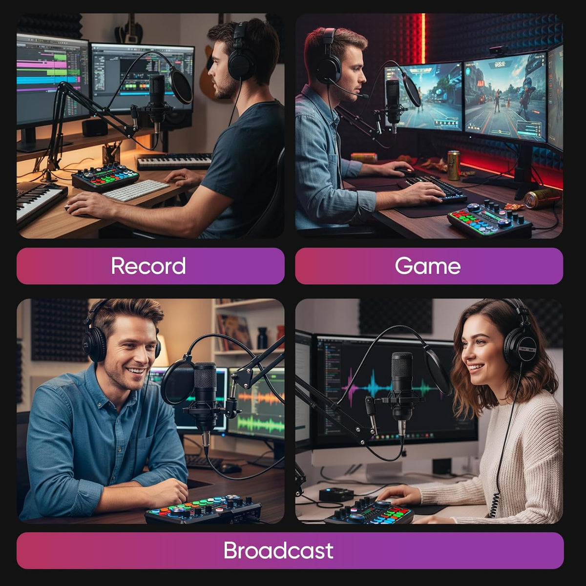 chufa Paquete de equipo de podcast actualizado 2026 para 2, kit de...