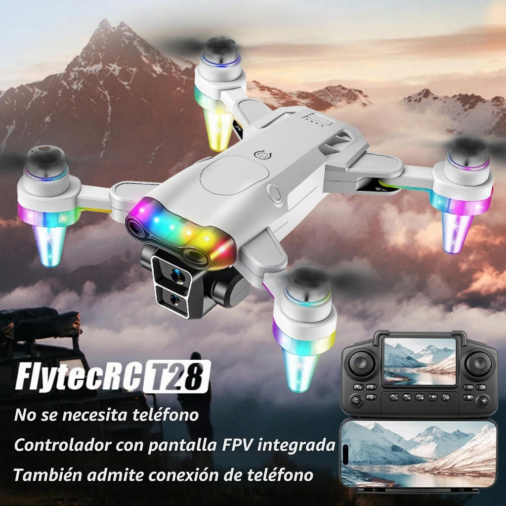 Drones para niños de 8 a 12 años con cámara – Drone con cámara para niños y principiantes, mini dron para niños con luces LED de lujo, pantalla FPV integrada de 2.4 pulgadas, baterías duales, regalo