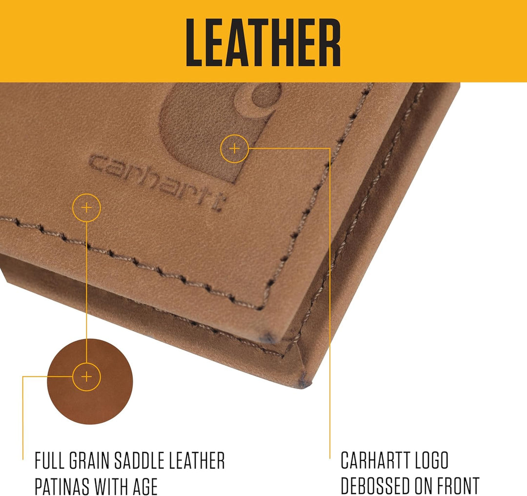 Carhartt Carteras de Cuero de Grano Completo para Hombre, Bloqueo R...